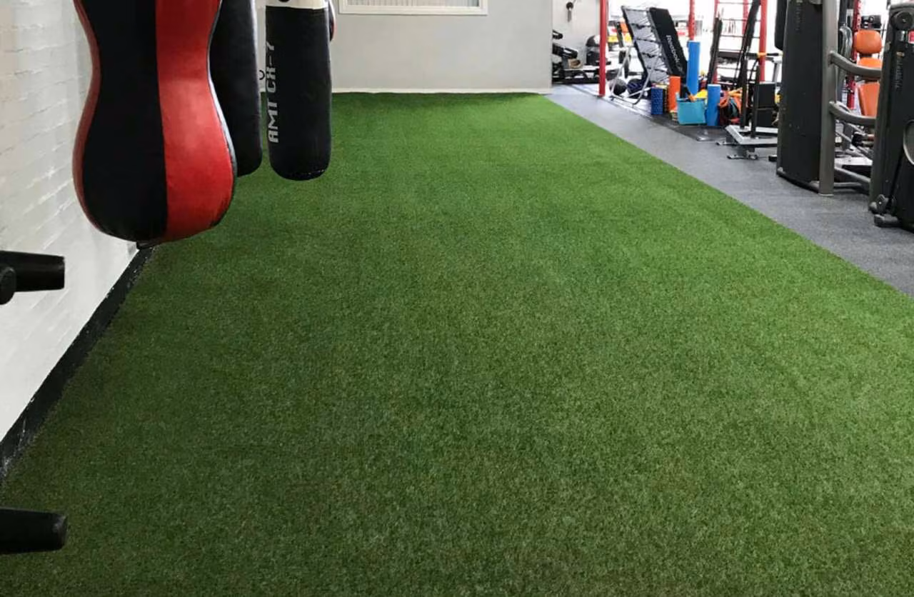 Artificial turf inside a gym